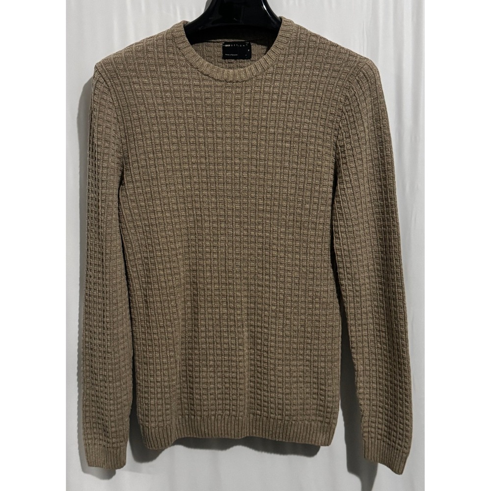 ASOS DESIGN Womens Tan Brown‎ Textured Waffle Knit Crew Neck Sweater Size M